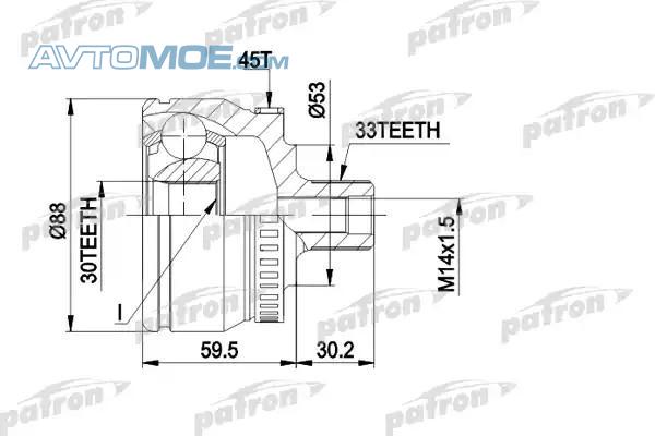 ШРУС наружный PCV1375 PATRON PCV1375