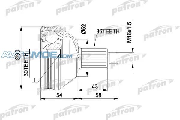 ШРУС PCV1414 PATRON PCV1414