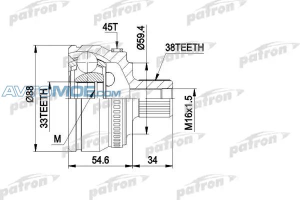 ШРУС PCV1435 PATRON PCV1435