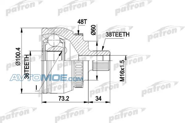 ШРУС наружный PCV1444 PATRON PCV1444