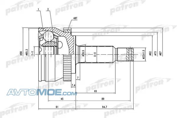 ШРУС наружный PCV1661 PATRON PCV1661