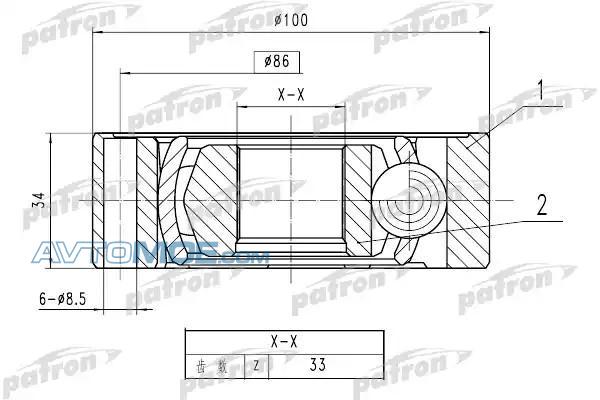 ШРУС внутренний PCV1787 PATRON PCV1787