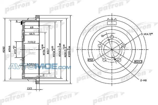 Барабан тормозной PDR1003 PATRON PDR1003