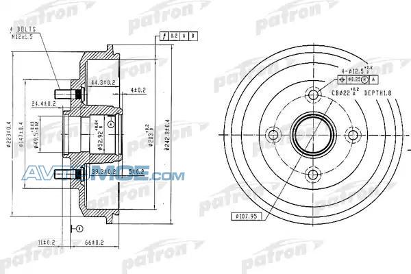 Барабан тормозной PDR1584 PATRON PDR1584