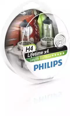 Лампы галогенные, комплект H4 PHILIPS 12342LLECOS2