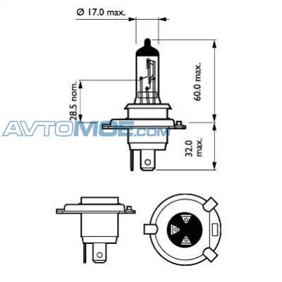Лампы галогенные, комплект H4 PHILIPS 12342XVS2