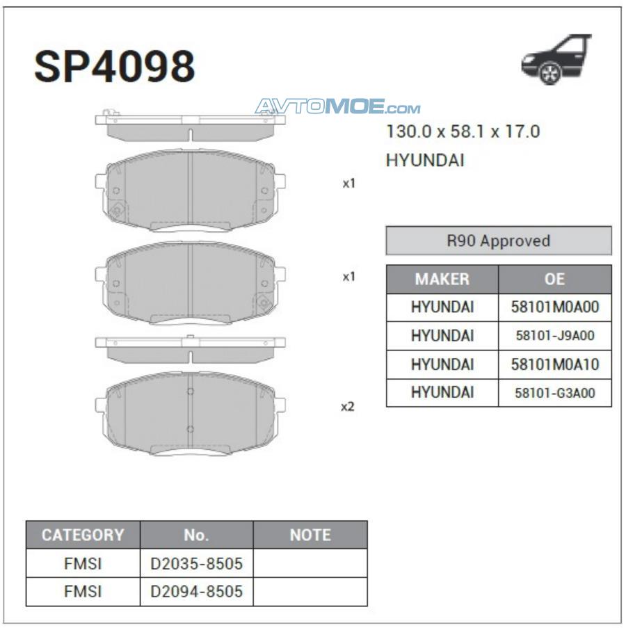 Колодки тормозные SP4098 SANGSIN SP4098