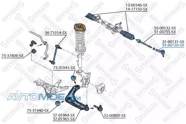 Наконечник рулевой правый 5100130SX STELLOX 5100130SX