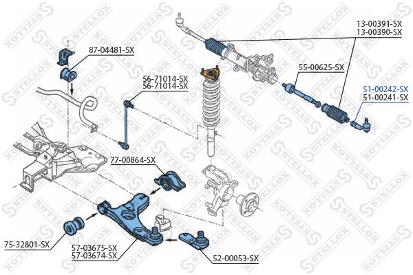 Наконечник рулевой левый 5100242SX STELLOX 5100242SX