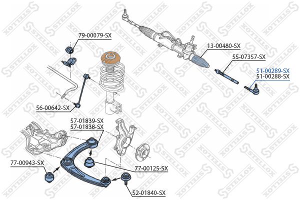 Наконечник рулевой левый 5100289SX STELLOX 5100289SX