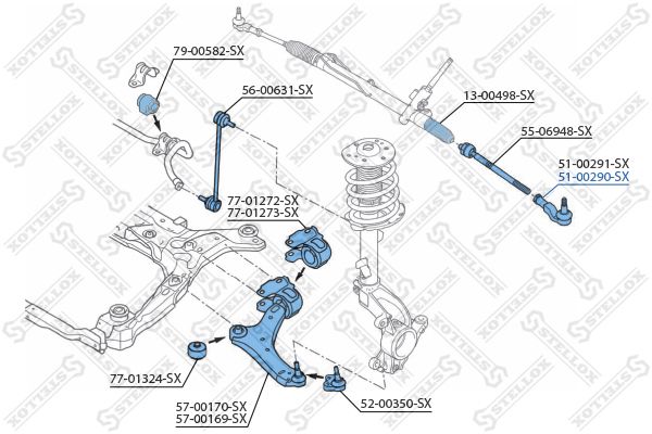 Наконечник рулевой правый 5100290SX STELLOX 5100290SX