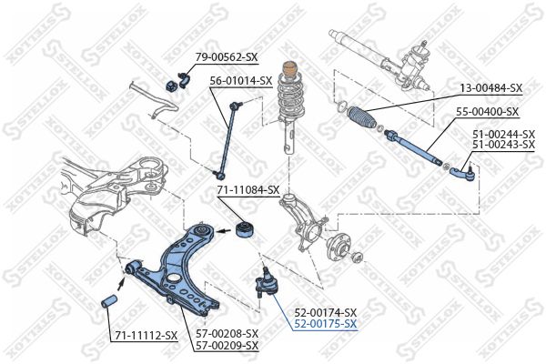 Опора шаровая правая 5200175SX STELLOX 5200175SX
