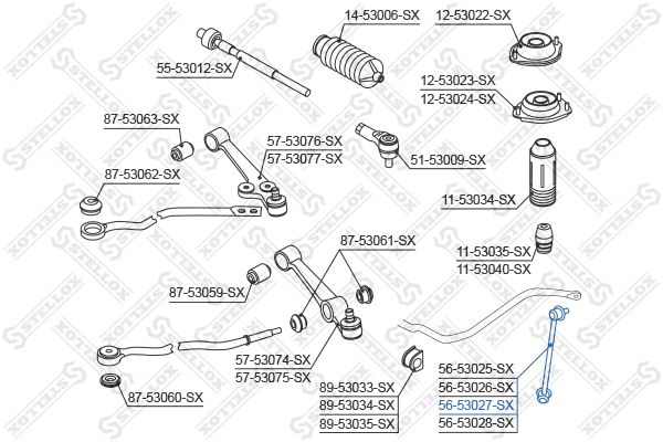 Стойка стабилизатора левая 5653027SX STELLOX 5653027SX