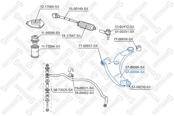 Рычаг правый 5700094SX STELLOX 5700094SX