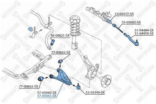 Рычаг правый 5705061SX STELLOX 5705061SX