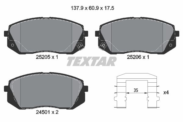 Колодки тормозные 2520501 TEXTAR 2520501