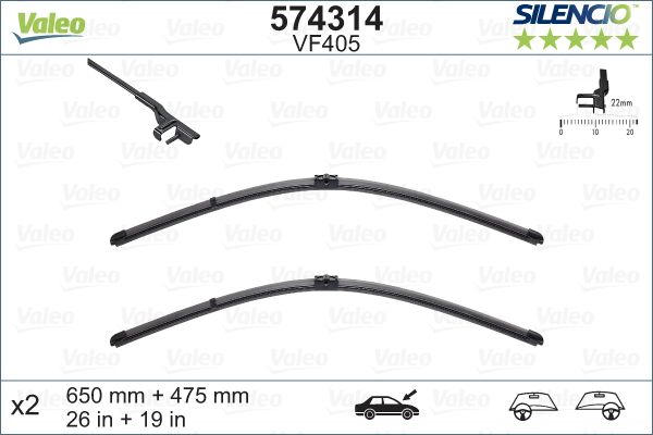 Valeo Щетки стеклоочистителя, комплект VALEO 574314