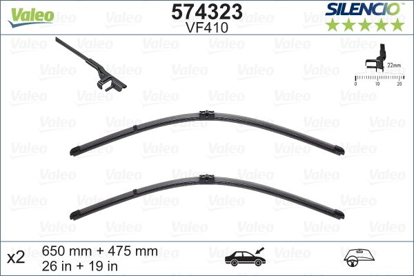 Valeo Щетки стеклоочистителя, комплект VALEO 574323