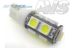 Лампы светодиодные T10 T028  | белый |  (W2,1x9,5d) 9SMD 5050 3chip W5W AVS A80606S