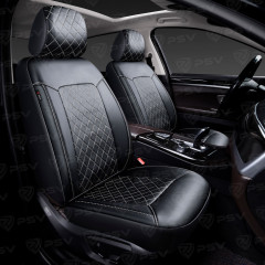 Чехлы Elegant Next 2 FRONT (Черный/Ромб белый/отстрочка белая), ромб + экокожа PSV 136335